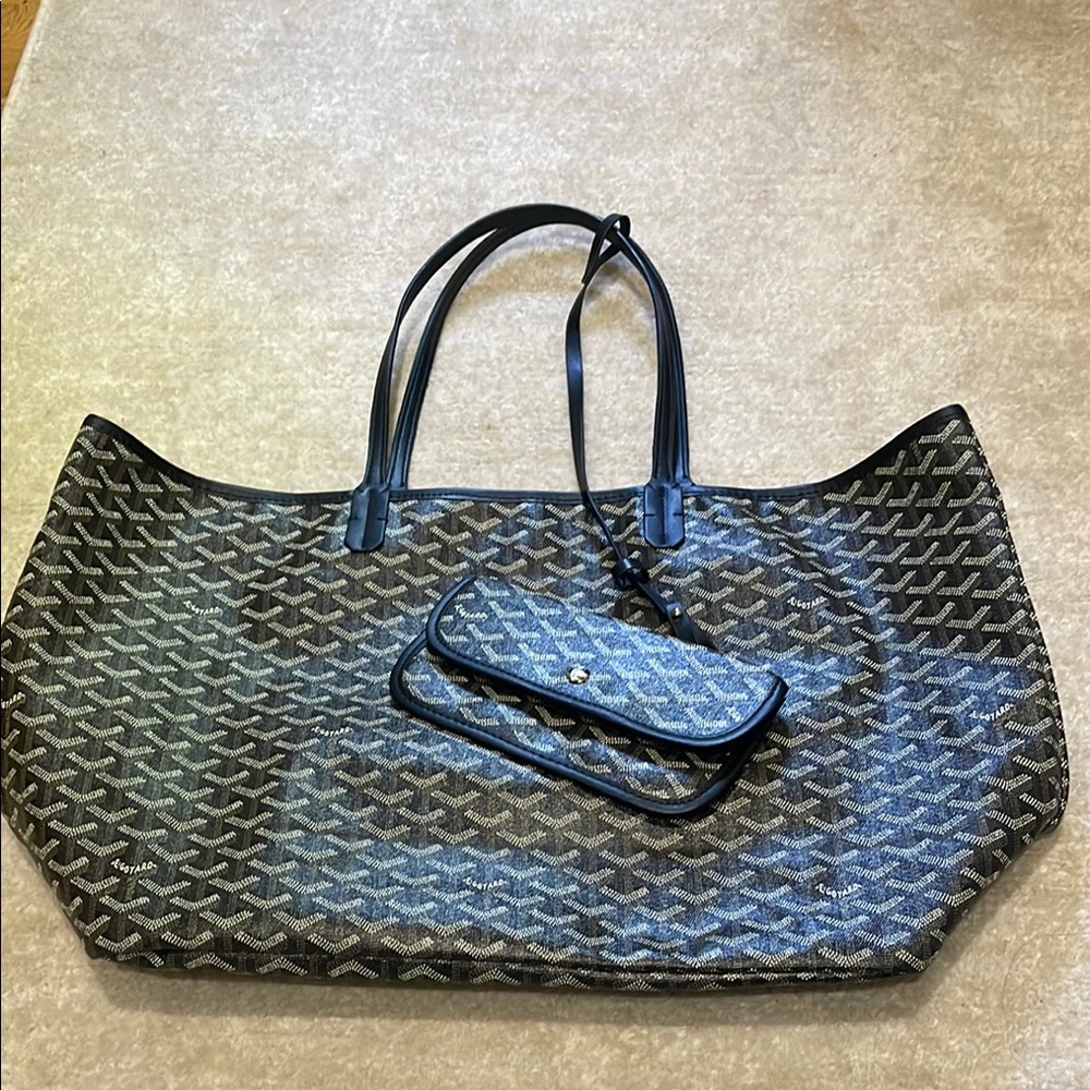 Stylish black Tote Bag with Matching Pouch